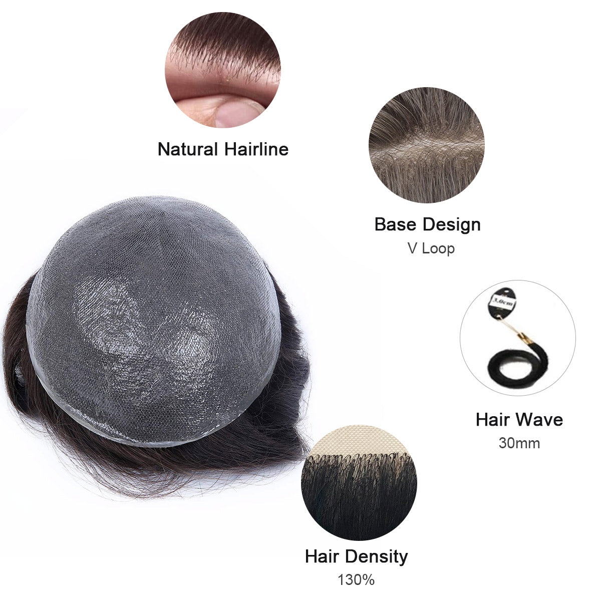 0.03mm Super Thin Skin All Over Hairpiece For Men (V-Loop) ukhairbro
