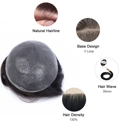 0.03mm Super Thin Skin All Over Hairpiece For Men (V-Loop) ukhairbro