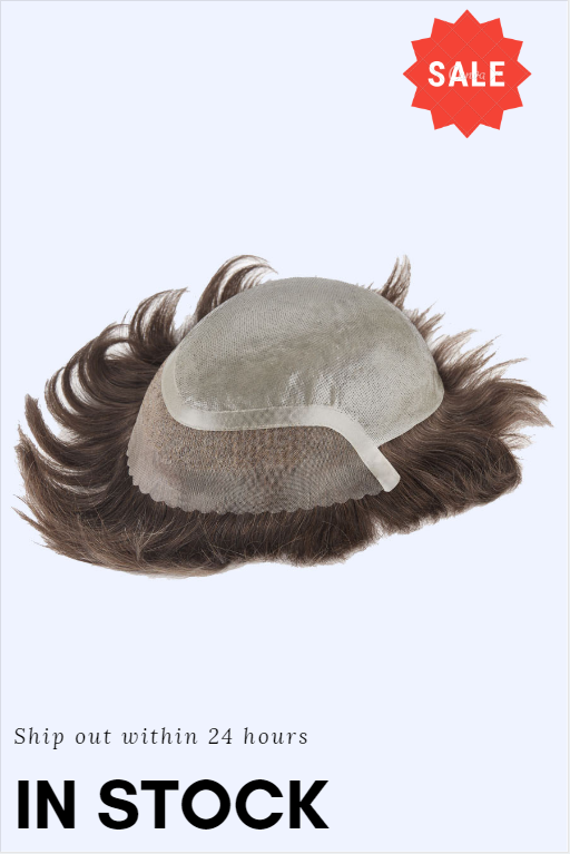 French Lace Front with Poly Back Hair Replacement System For Men ukhairbro