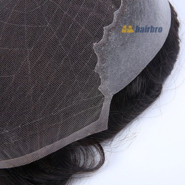 French Lace with Wide Poly Side and Back Stock Hair System For Men ukhairbro