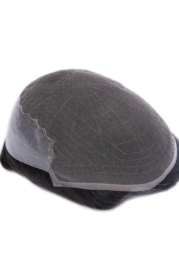 French Lace with Wide Poly Side and Back Stock Hair System For Men ukhairbro