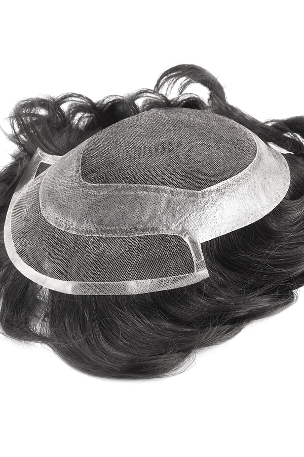 French Lace Center and Front Poly Around Stock Hairpieces For Men ukhairbro