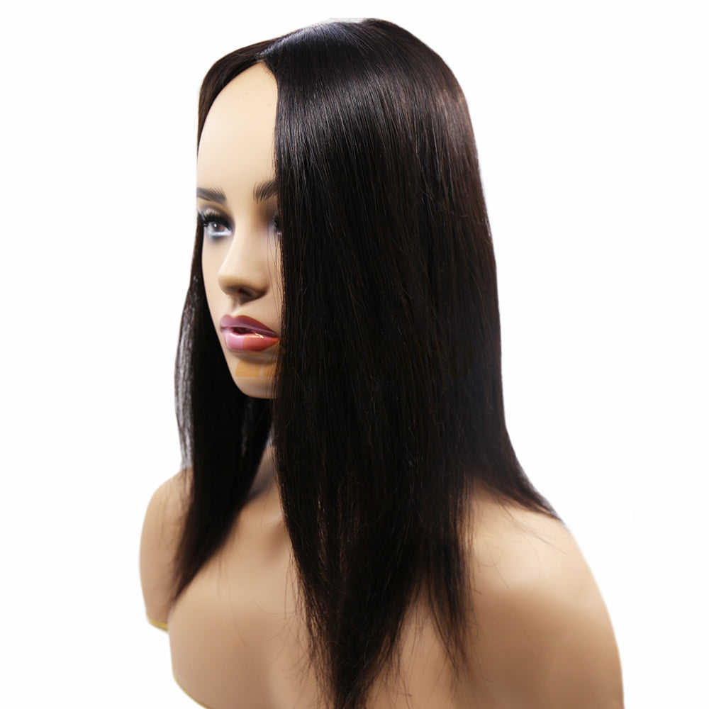 Clips-On Silk Top Hairpiece for Women with Diamond Lace ukhairbro