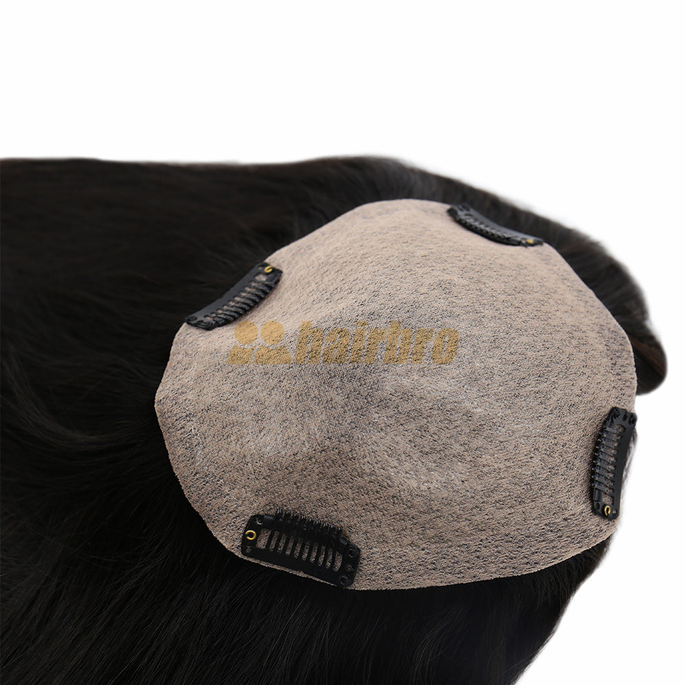 Clips-On Silk Top Hairpiece for Women with Diamond Lace ukhairbro