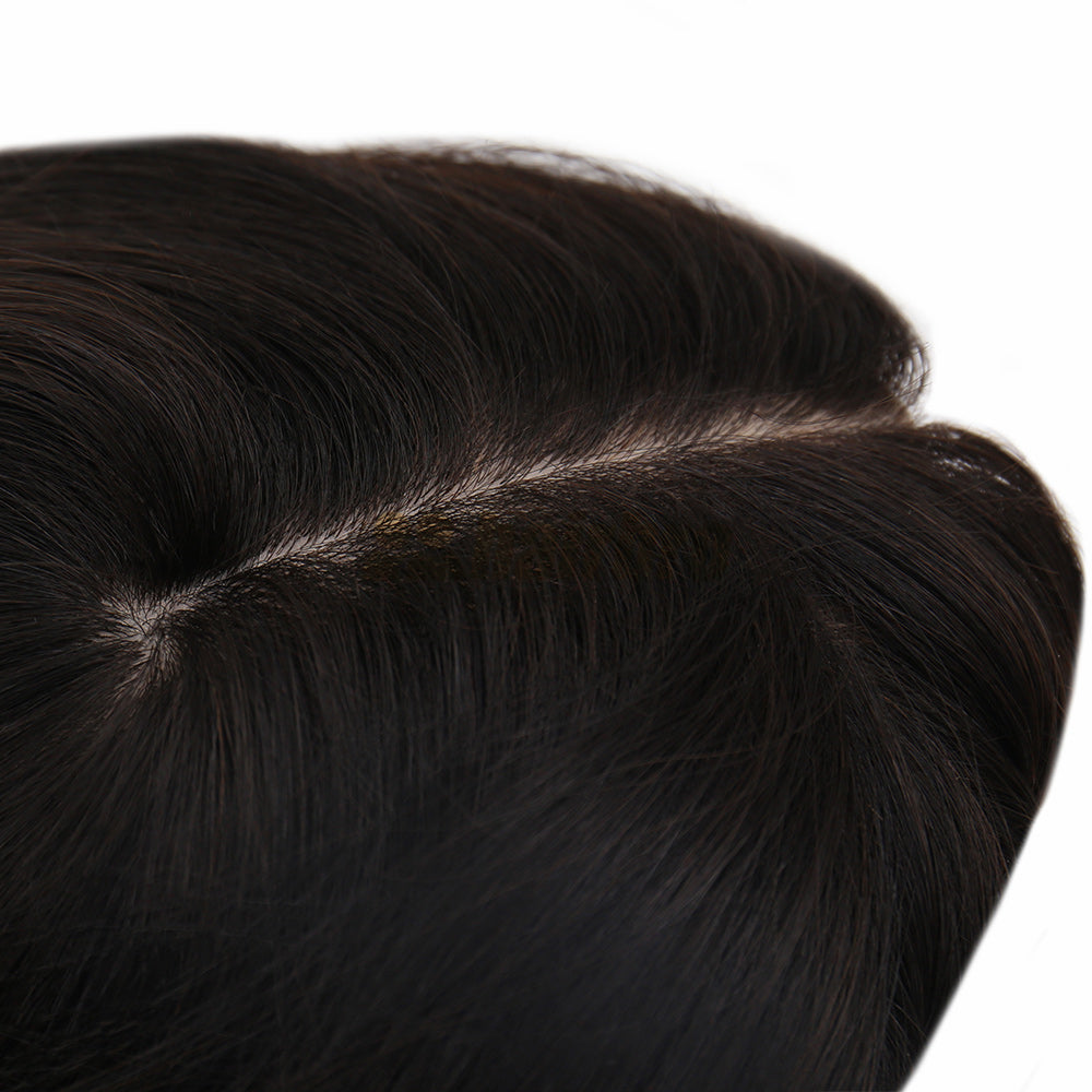 Clips-On Silk Top Hairpiece for Women with Diamond Lace ukhairbro