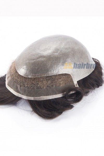 Thin Poly Base with French Lace Front Hair Replacement System For Men ukhairbro