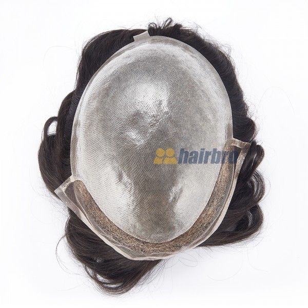 Thin Poly Base with French Lace Front Hair Replacement System For Men ukhairbro