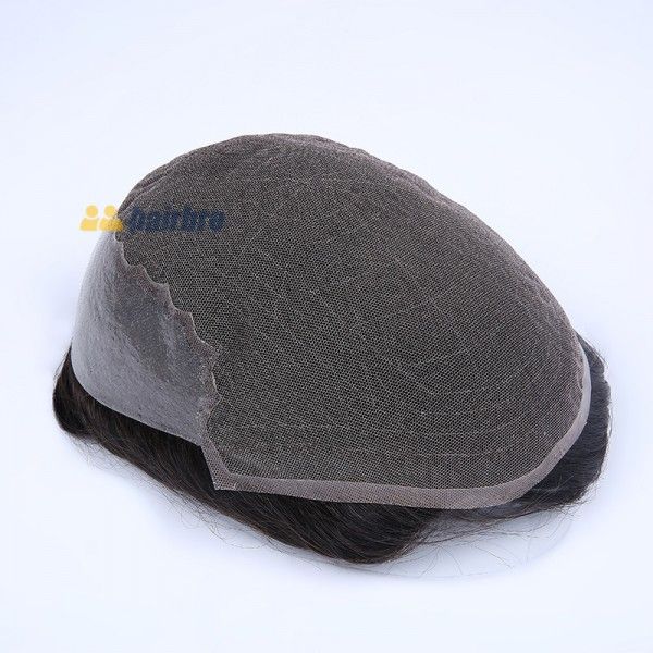Load image into Gallery viewer, French Lace with Wide Poly Side and Back Stock Hair System For Men ukhairbro