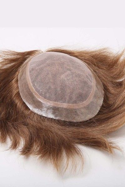 French Lace Center with Thin Poly All Around Hairpieces System for Men ukhairbro